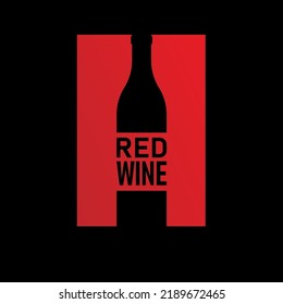 Vino rojo. Una plantilla de ilustración con una botella de vino y una inscripción para una carta de vinos, logotipo, etiqueta, marca o etiqueta. Icono para sitios web y aplicaciones. Estilo plano