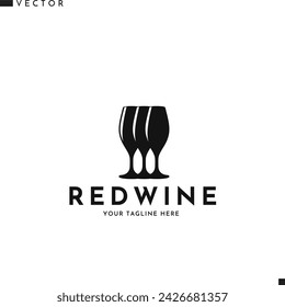 Red wine logo. Isolated wineglasses on white background