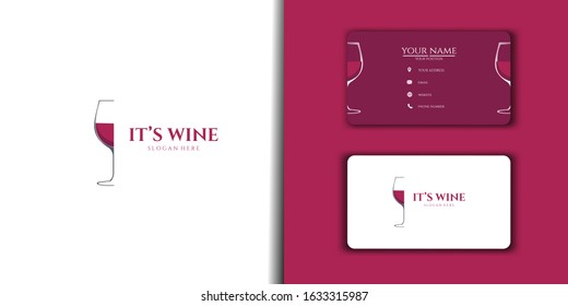 Red Wine logo vector set with business card