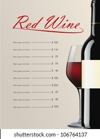 Red Wine Menu | Editable Illustration