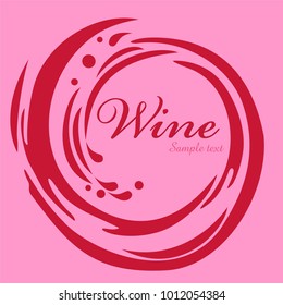 Red wine on black background, abstract splashing. Vector illustration
