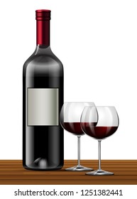 Rotwein auf weißem Hintergrund, Vektorgrafik