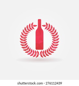 Red Wine polygonal logo - vector low poly wine bottle shape or symbol for menu, card