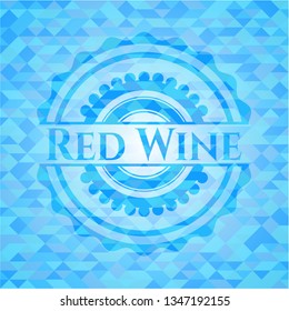 Red Wine realistic light blue emblem. Mosaic background