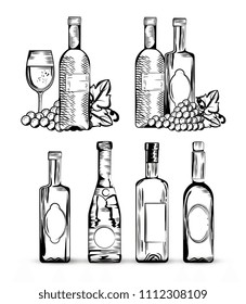red wine set icons