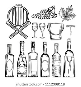 red wine set icons