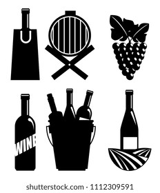 red wine set icons