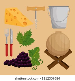 red wine set icons