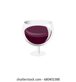 Red wine in short round glass,vector illustration design.