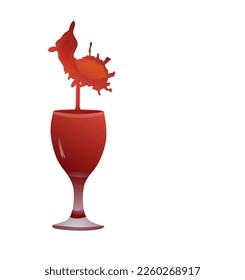 Red wine spurting from a glass.