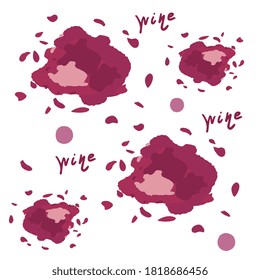 Red wine stain pattern. Lettering. Alcohol. Wrapping paper.