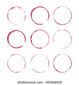Red wine stains. Design elements isolated on white. Abstract watercolor background. 
