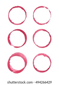 Red wine stains. Design elements isolated on white. Abstract watercolor background. 