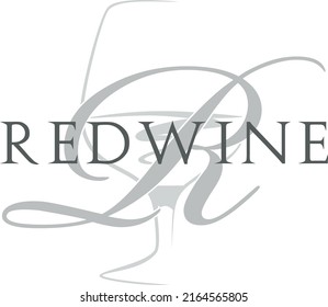 texto de vino tinto con ilustración vectorial de fondo de vidrio de vino. Icono de copa de vino aislado de fondo blanco.