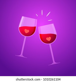 Red Wine Toast with heart inside liquid