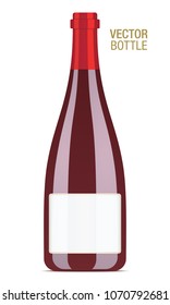 Red wine vector bottle isolated on a white background.