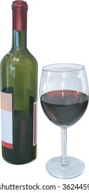 Red Wine.  Vector illustration of red wine bottle and glass of wine
