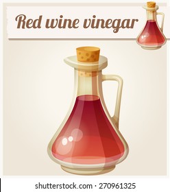 Red wine vinegar. Detailed Vector Icon. Series of food and drink and ingredients for cooking.