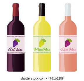 Red wine and white wine and rose wine Set