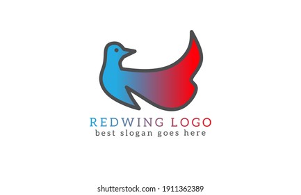 red wing blue gradient bird logo. outline design on white background. vector