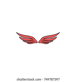 Red wing cartoon icon for your design labels wing graphic and vector illustration