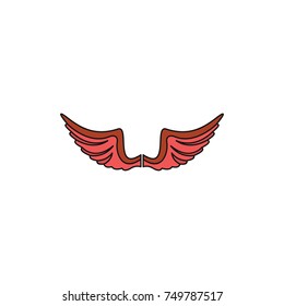 Red wing cartoon icon for your design labels wing graphic and vector illustration