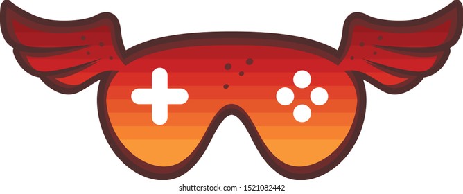 red wing game console theme logo icon sign