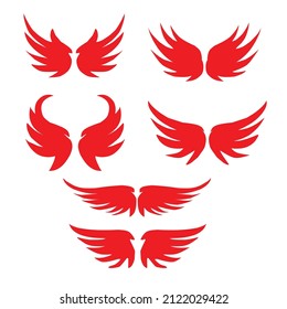 red wing symbol set colllection vector design