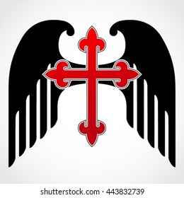 red winged cross / vector illustration