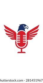 Red winged eagle microphone icon for vocal streaming content.