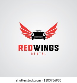 Red Wings Car Logo Design Template