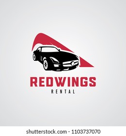 Red Wings Car Logo Design Template