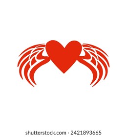 Red Wings With Heart Icon