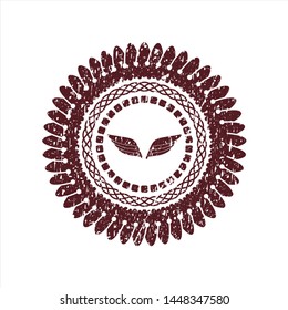 Red wings icon inside distress rubber texture