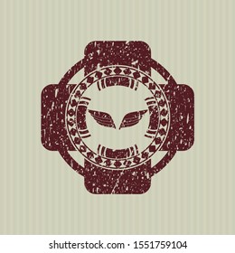 Red wings icon inside distress rubber grunge stamp