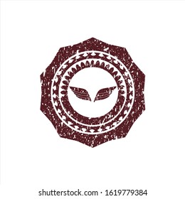 Red wings icon inside rubber grunge texture seal
