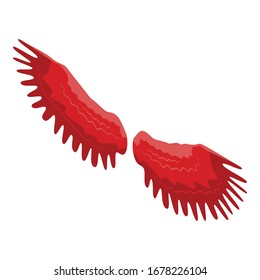 Red wings icon. Isometric of red wings vector icon for web design isolated on white background