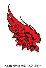 Red wings isolated on background
