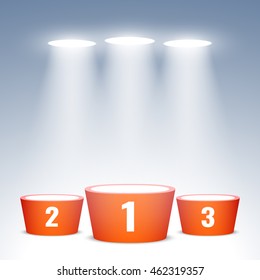 Red winners podium. Vector illustration.
