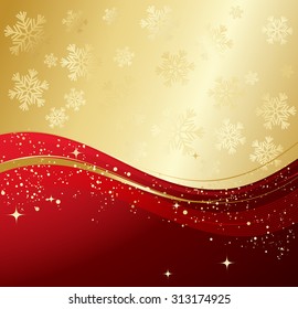 Red winter abstract background. Christmas background with snowflakes. Vector.