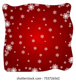 Red winter abstract background. Christmas background with snowflakes. Vector.