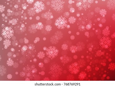 Red Winter Background with Snow flakes,Cool falling and christmas day concept,design for Wallpaper and other,Vector,Illustration.
