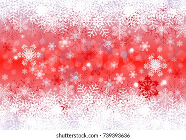 Red winter background snowflake - stock vector