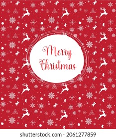 Red winter background with snowflakes. Merry Christmas card. New Year background.