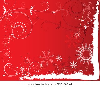 red winter background, vector illustration