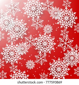 Red winter background with white snowflake sale banner