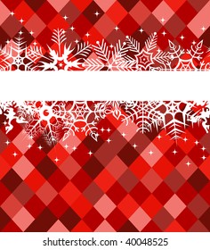 Red winter banner with snowflakes. Vector illustration