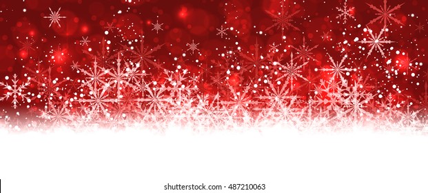 Red Winter Banner With Snowflakes. Vector Illustration.