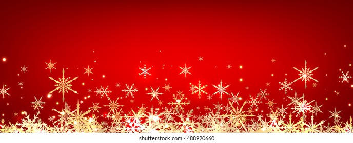 Red winter banner with snowflakes. Vector illustration.