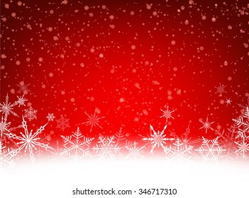 Red winter card with snowflakes. Vector paper illustration.